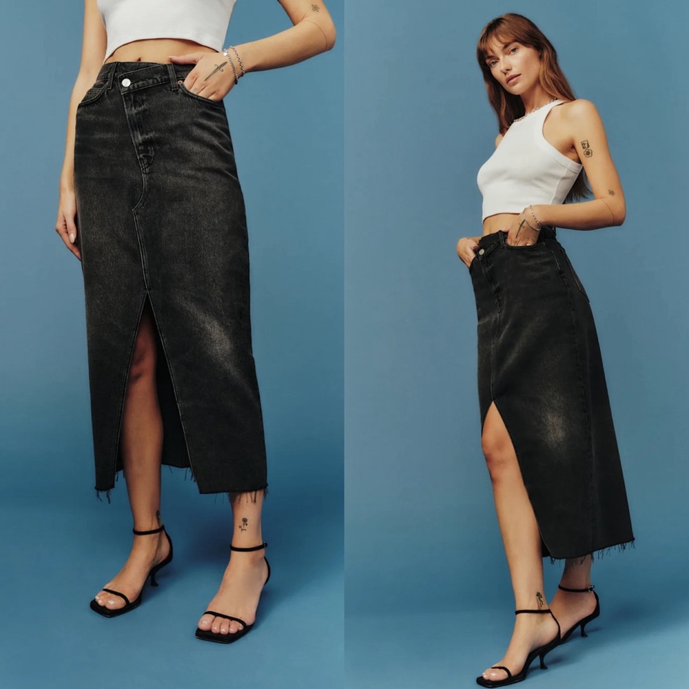Reformation Nila Long Denim Skirt In Nome Size 27